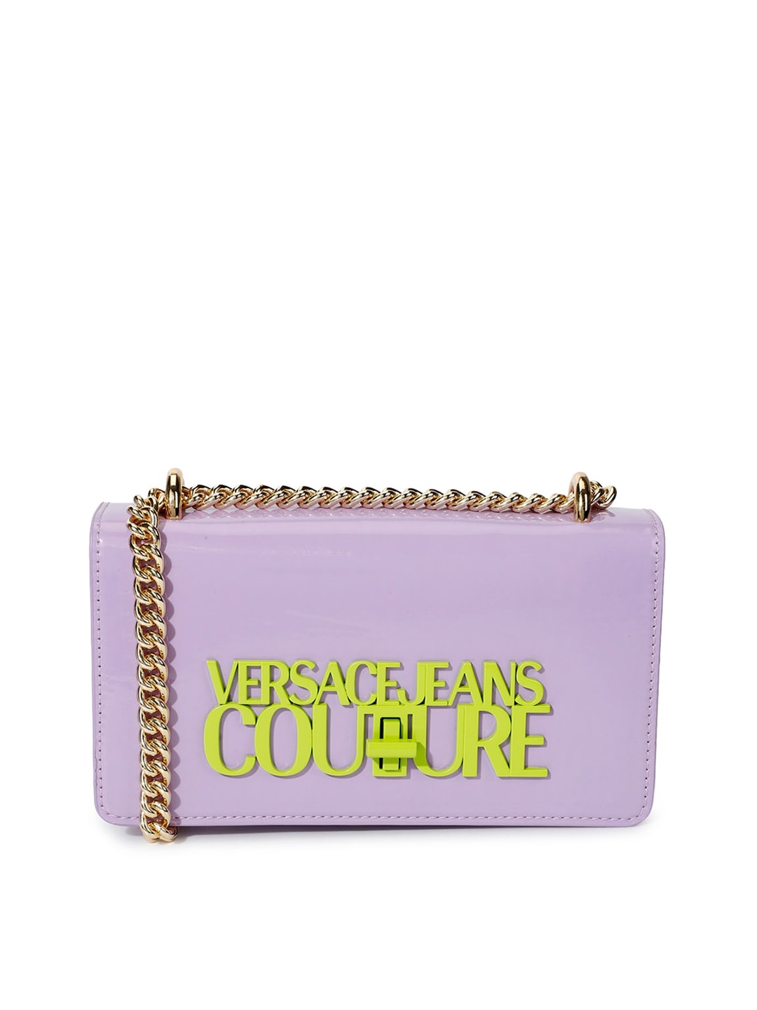 

Versace Jeans Couture Women Leather Structured Handheld Bag, Purple