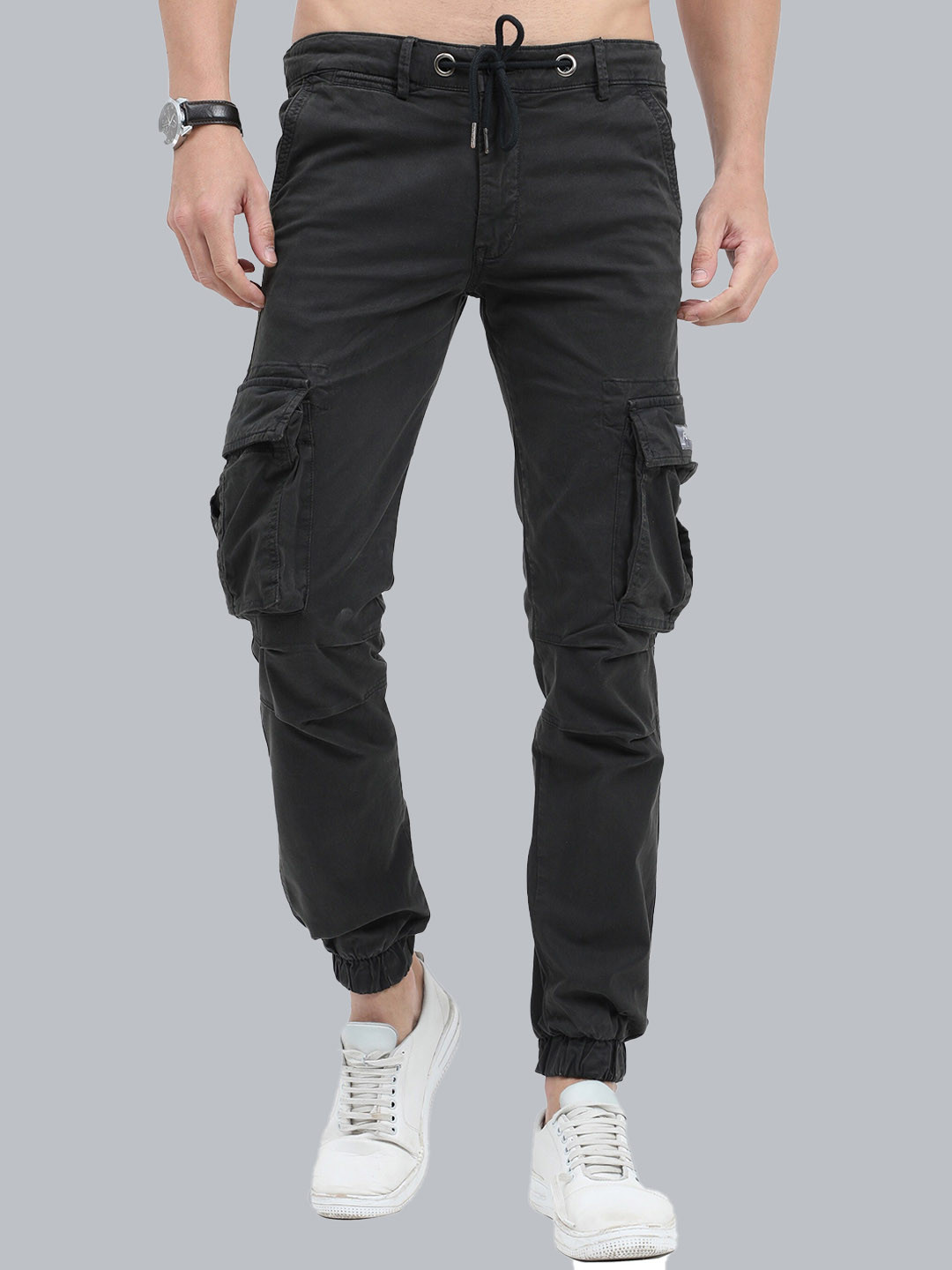 

Reslag Men Mid-Rise Cotton Cargo Trousers, Grey