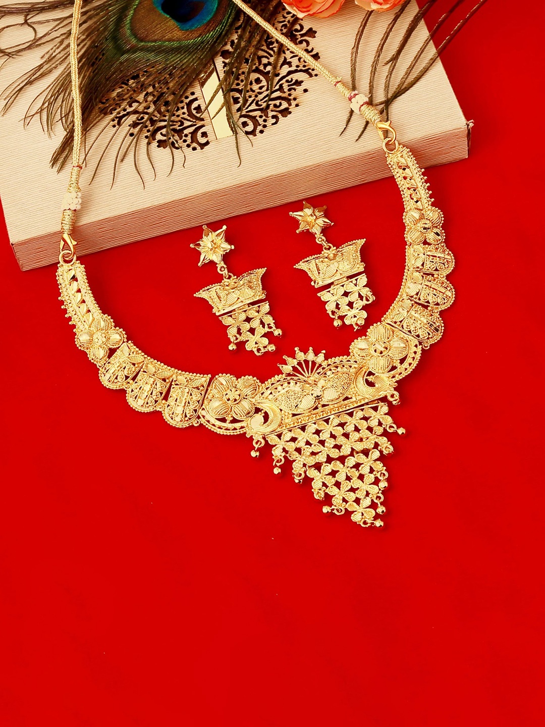 

MANSIYAORANGE Set Of 2 Gold-Plated Jewellery Set With Mangalsutra