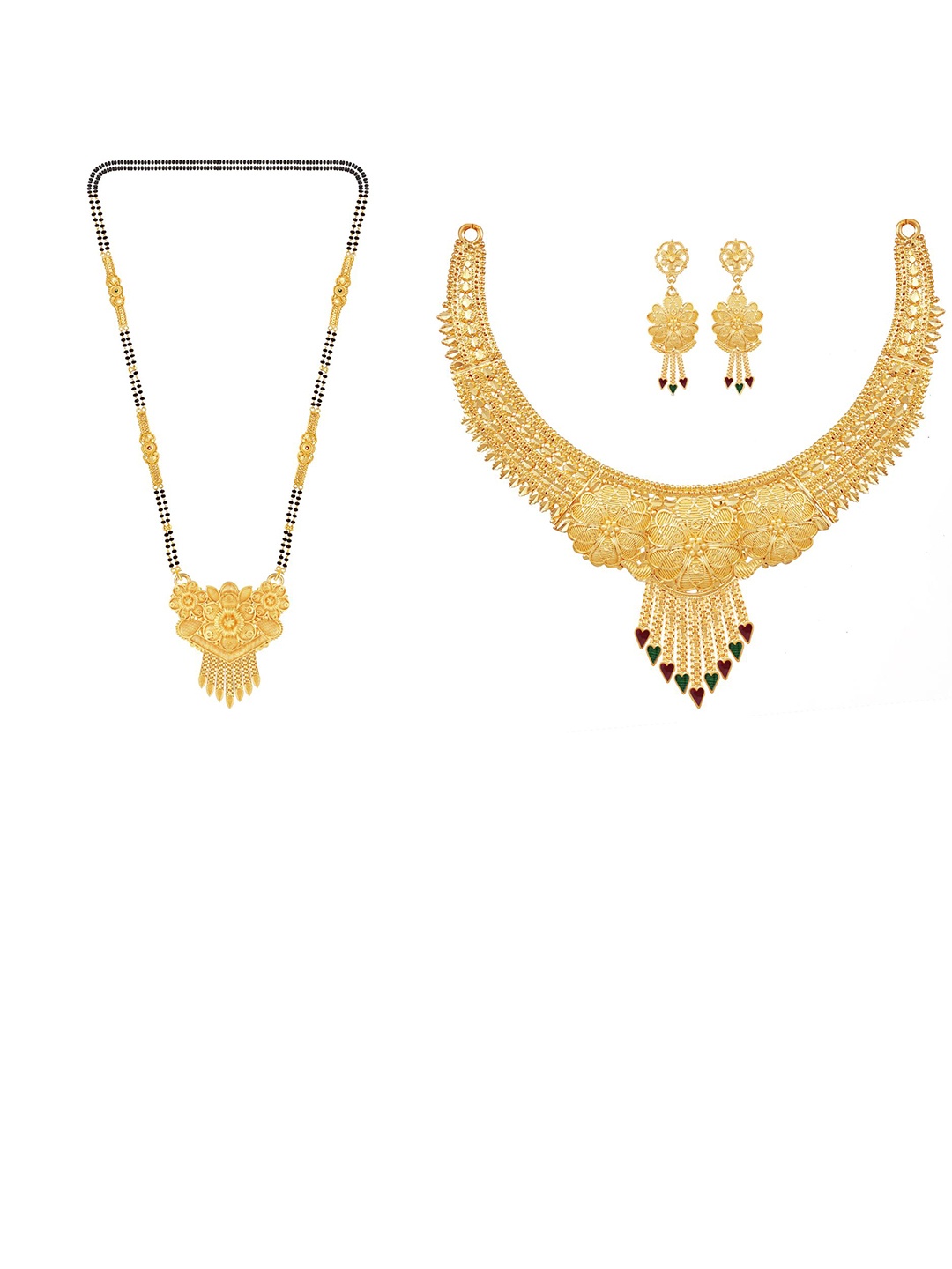 

MANSIYAORANGE Set Of 2 Gold-Plated Enameled Jewellery Set