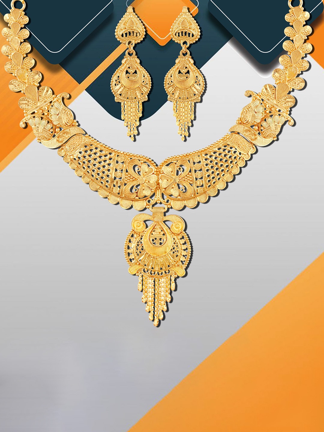 

MANSIYAORANGE Set Of 2 Gold-Plated Necklace & Mangalsutra Jewellery Set Combo