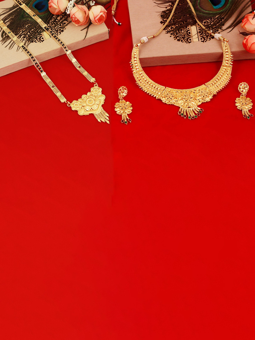 

MANSIYAORANGE Set of 2 Gold-Plated Jewellery Set