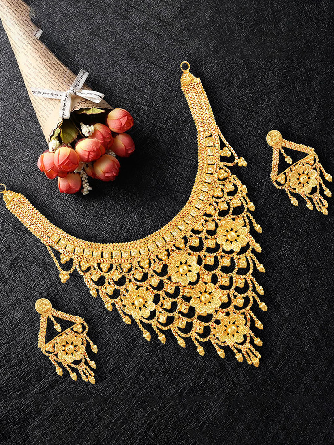 

MANSIYAORANGE Set Of 2 Gold-Plated Jewellery Set & Mangalsutra