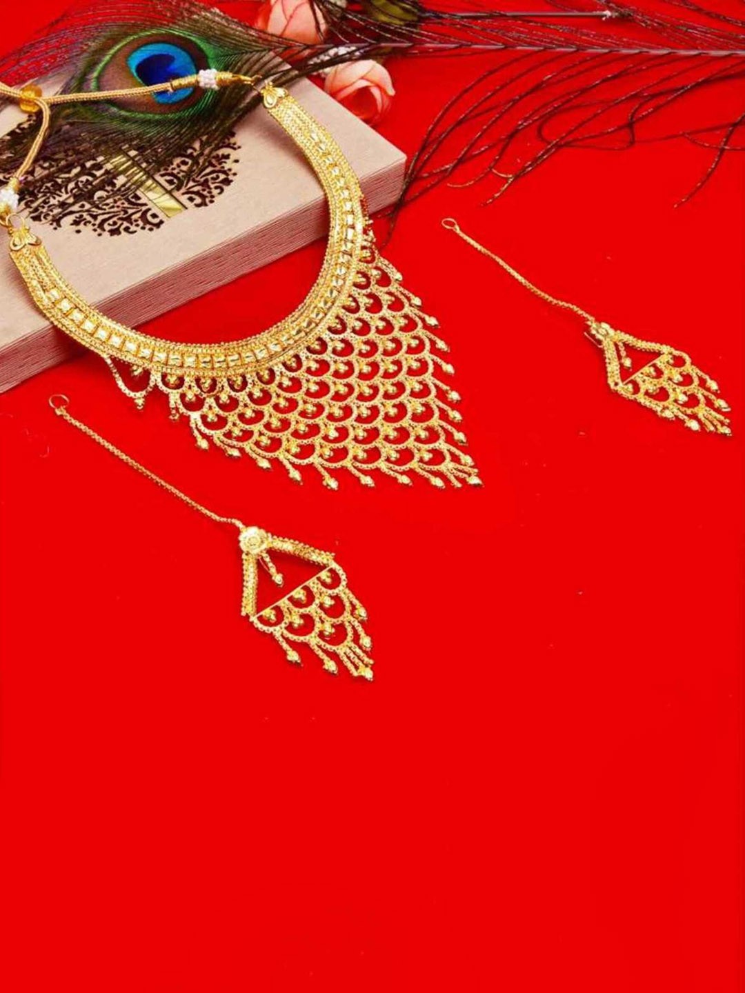 

MANSIYAORANGE Set Of 2 Gold-Plated Jewellery Set & Mangalsutra