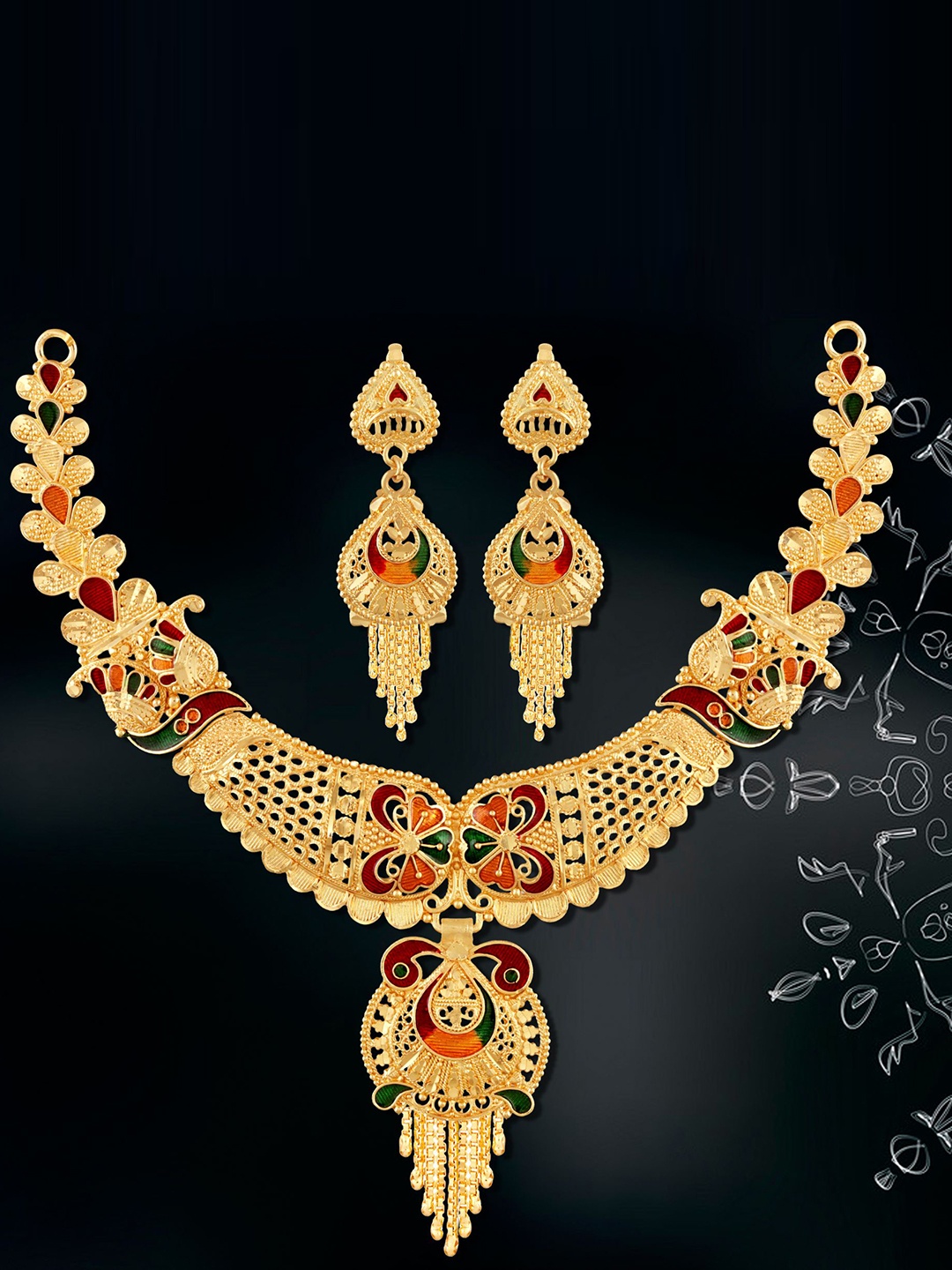 

MANSIYAORANGE Set Of 2 Gold-Plated Jewellery Set With Mangalsutra