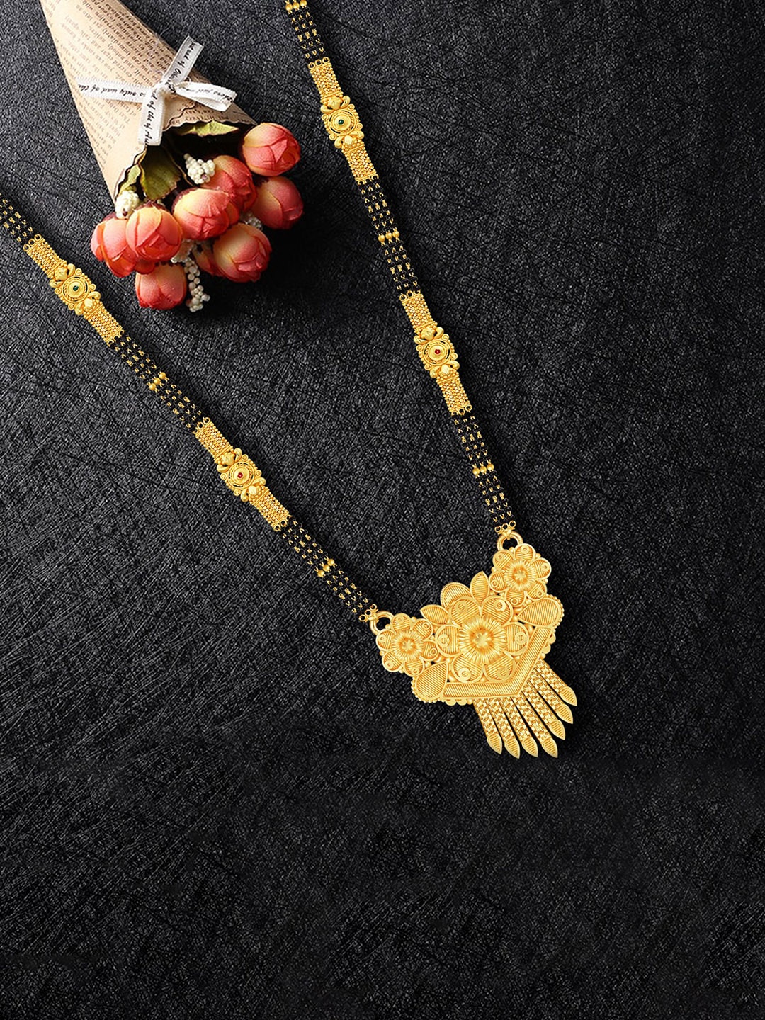 

MANSIYAORANGE Set Of 2 Gold-Plated Jewellery Set & Mangalsutra
