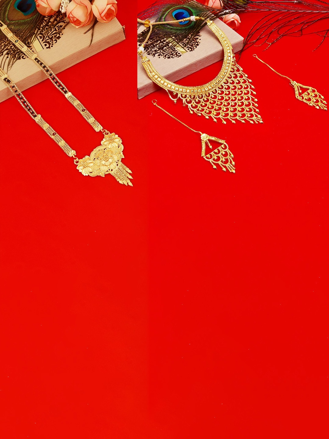 

MANSIYAORANGE Set of 2 Gold-Plated & Beaded Jewellery Set