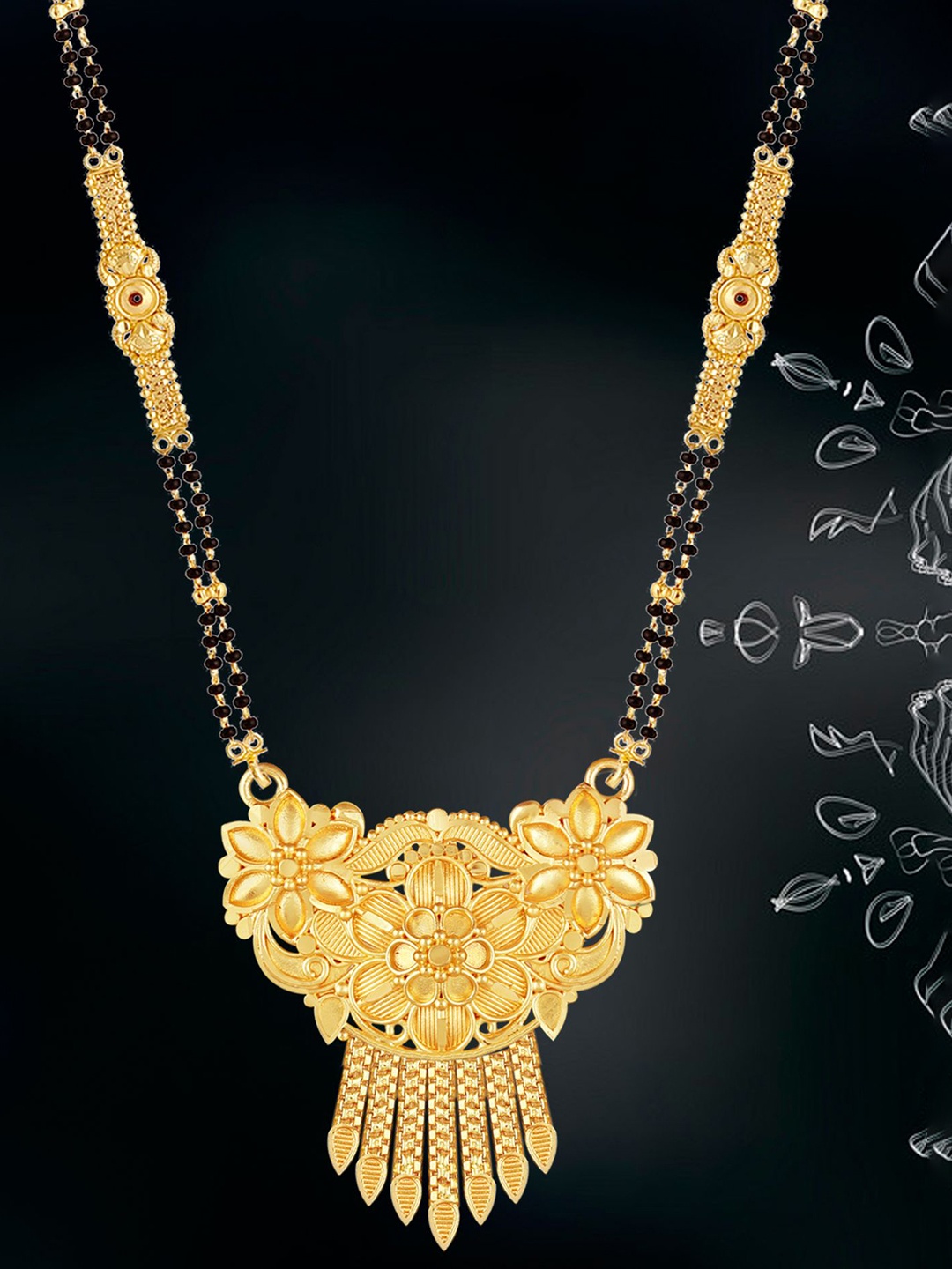

MANSIYAORANGE Set Of 2 Gold-Plated Jewellery Set & Mangalsutra