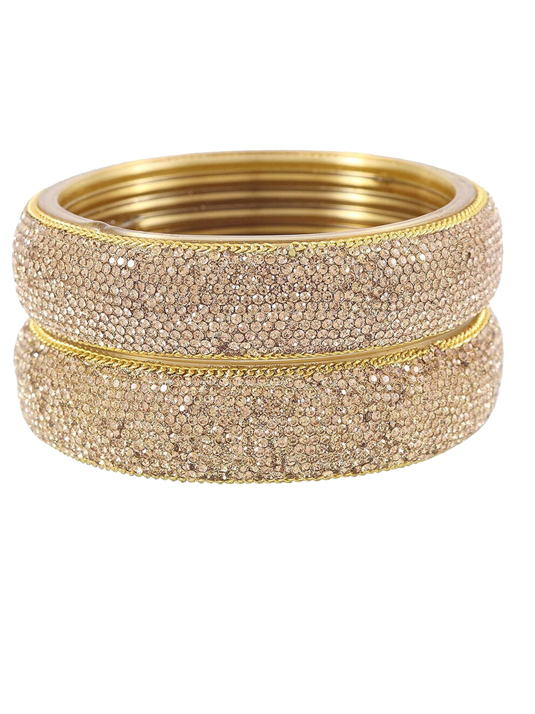 

NMII Set Of 2 Zircon-Studded Glass Bangles, Gold