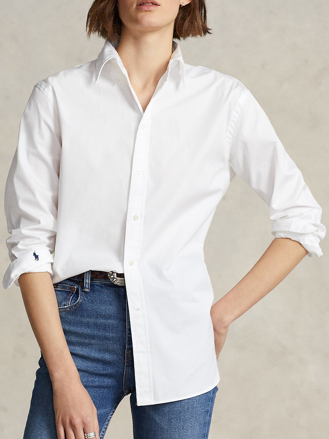 

Polo Ralph Lauren Women Solid Cotton Shirt, White