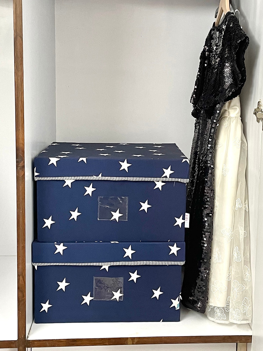 

My Gift Booth Kids Navy Blue 2-Pieces Star Reusable Cotton Multi-Utility Organizers