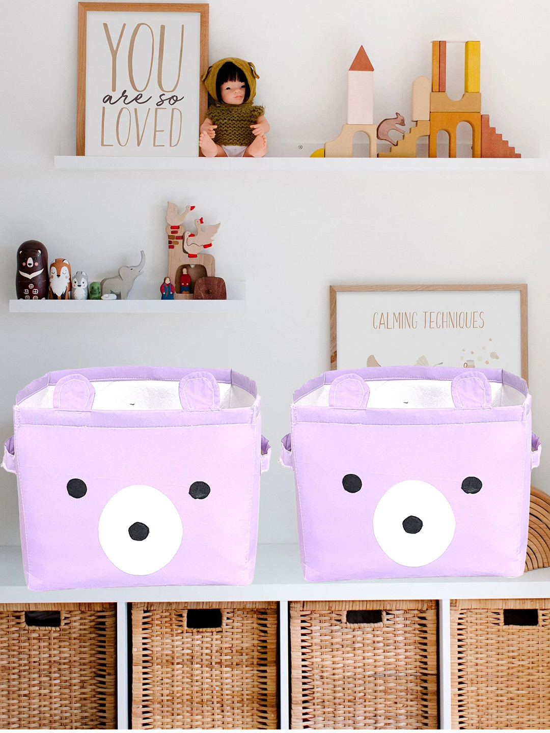 

My Gift Booth Kids Lavender 2-Pieces Printed Reusable Cotton Multi-Utility Organizers