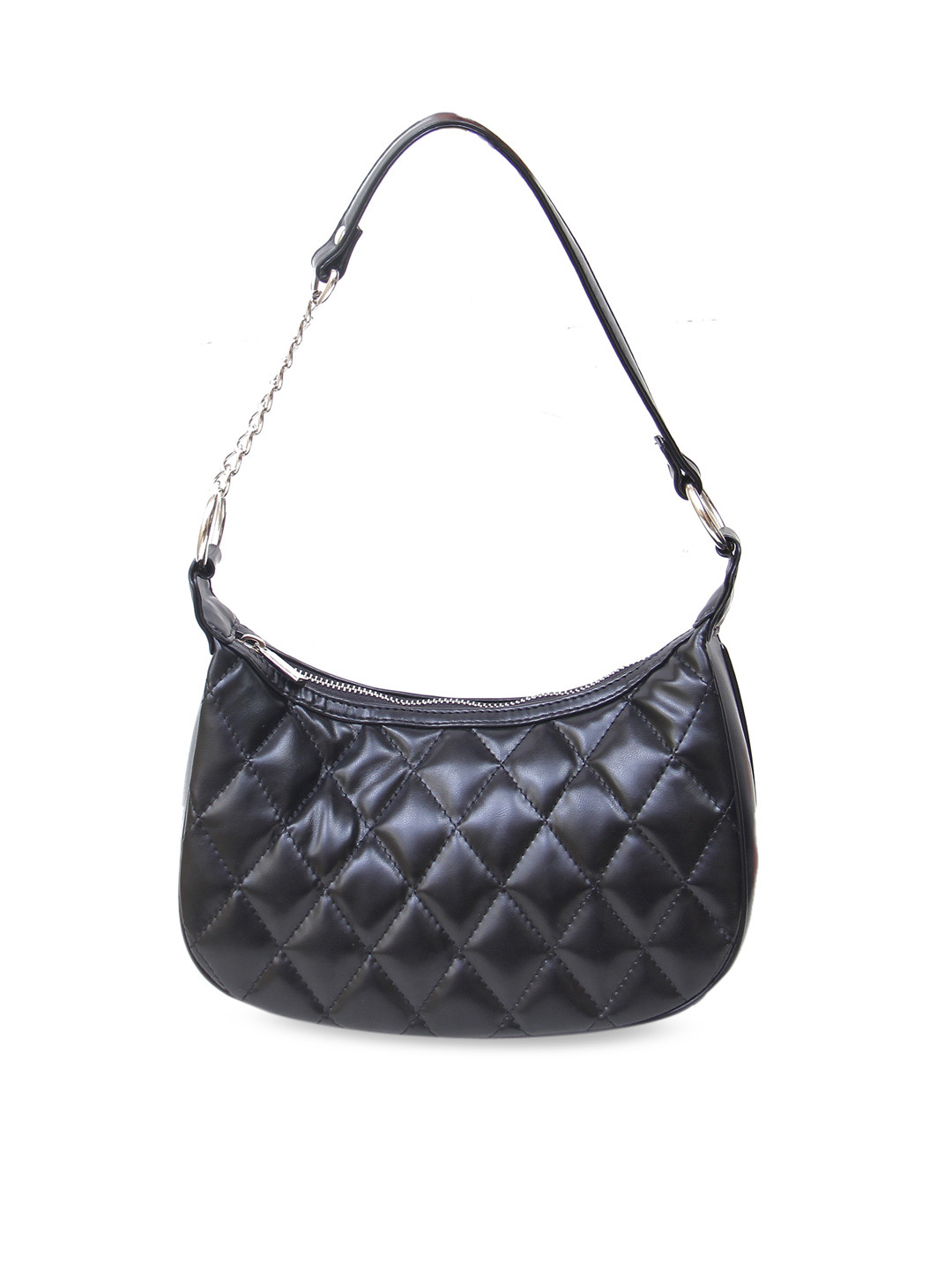 

Calvadoss Textured Half Moon Hobo Bag With Quilted, Black