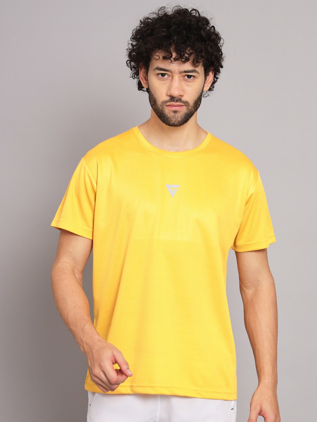 

GRIFFEL Round Neck Training or Gym T-shirt, Mustard
