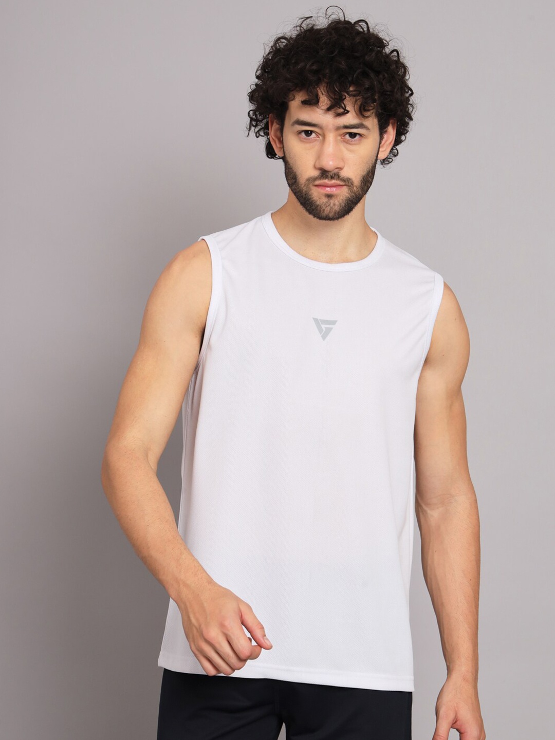 

GRIFFEL Round Neck Sleeveless Sports T-shirt, White
