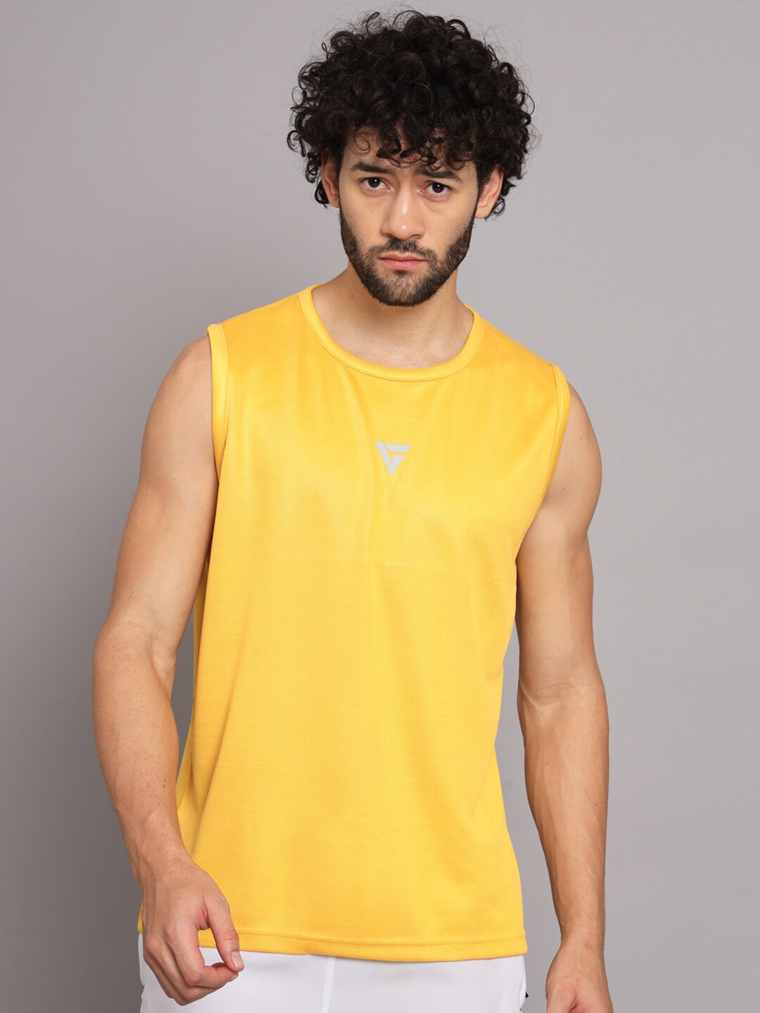 

GRIFFEL Sleeveess Training or Gym T-shirt, Mustard