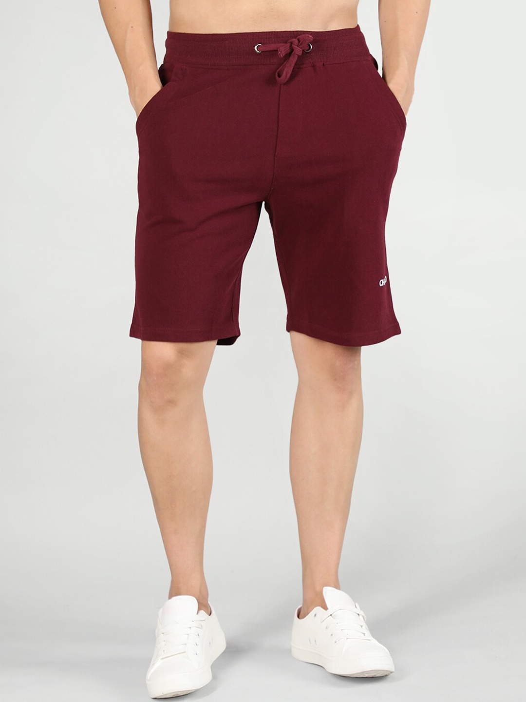 

CHKOKKO Men Mid-Rise Cotton Sports Shorts, Maroon