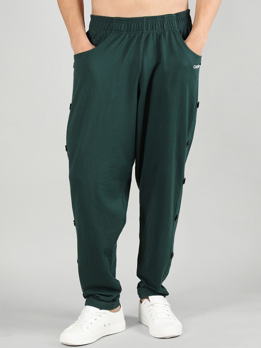 

Chkokko Men Mid Rise Track Pants, Green