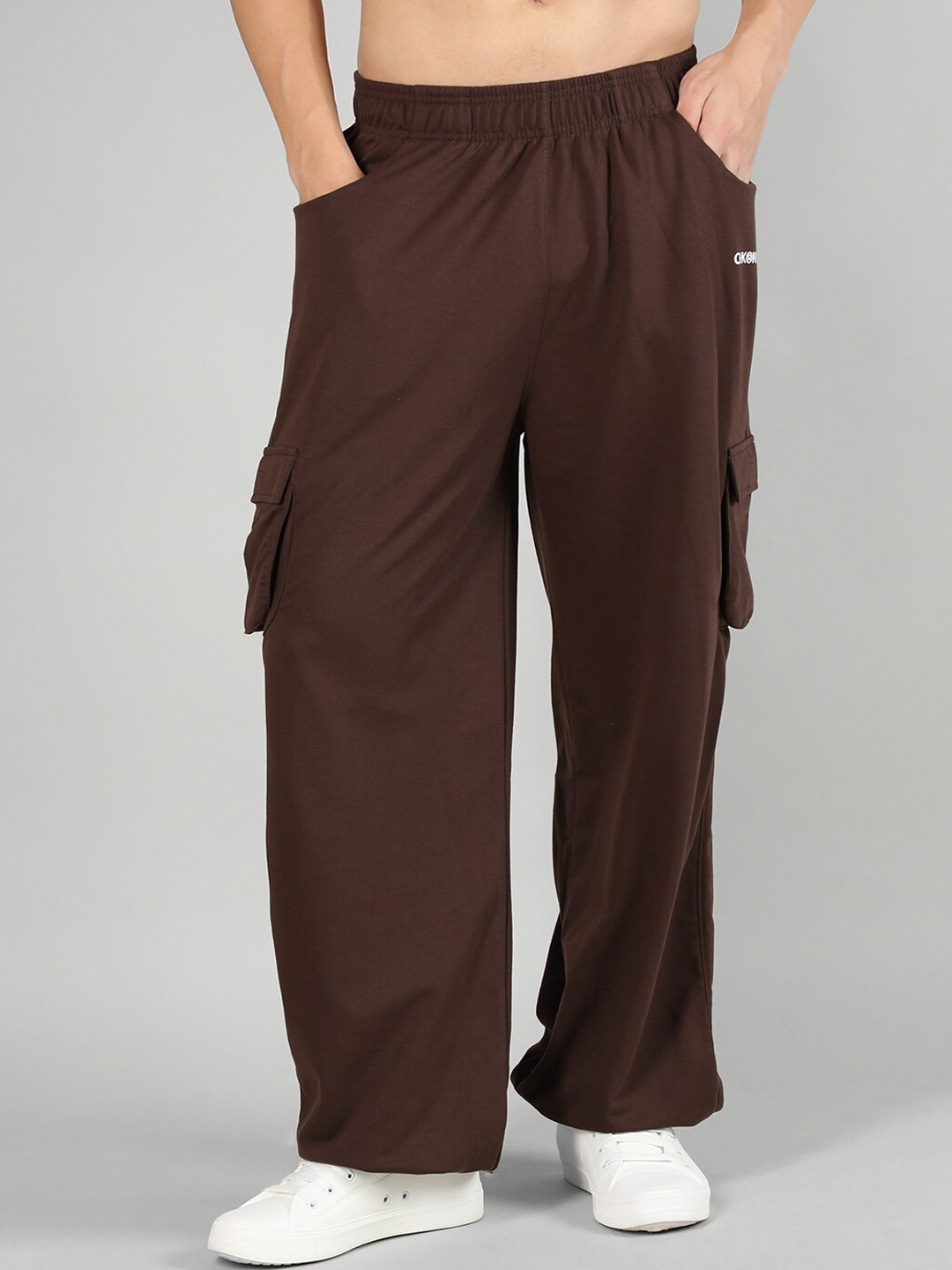 

Chkokko Men Mid Rise Track Pants, Coffee brown