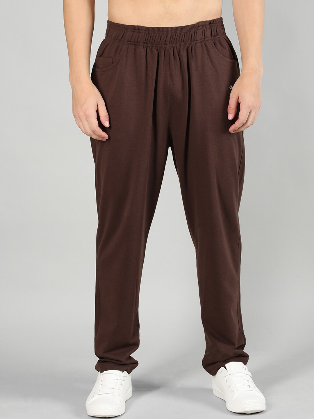 

Chkokko Men Mid Rise Track Pants, Coffee brown