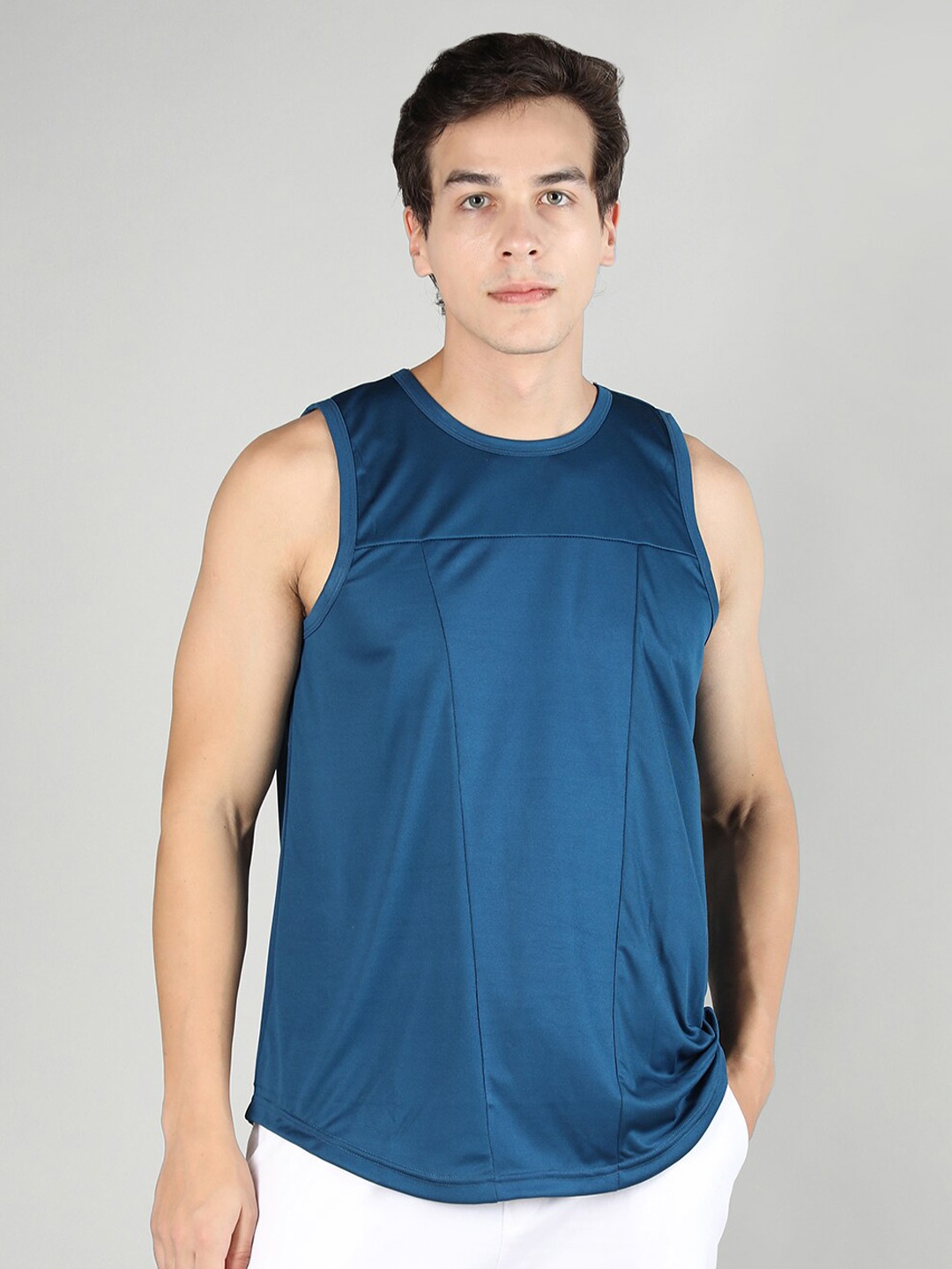 

CHKOKKO Round Neck Sleeveless Oversize T-shirt, Blue