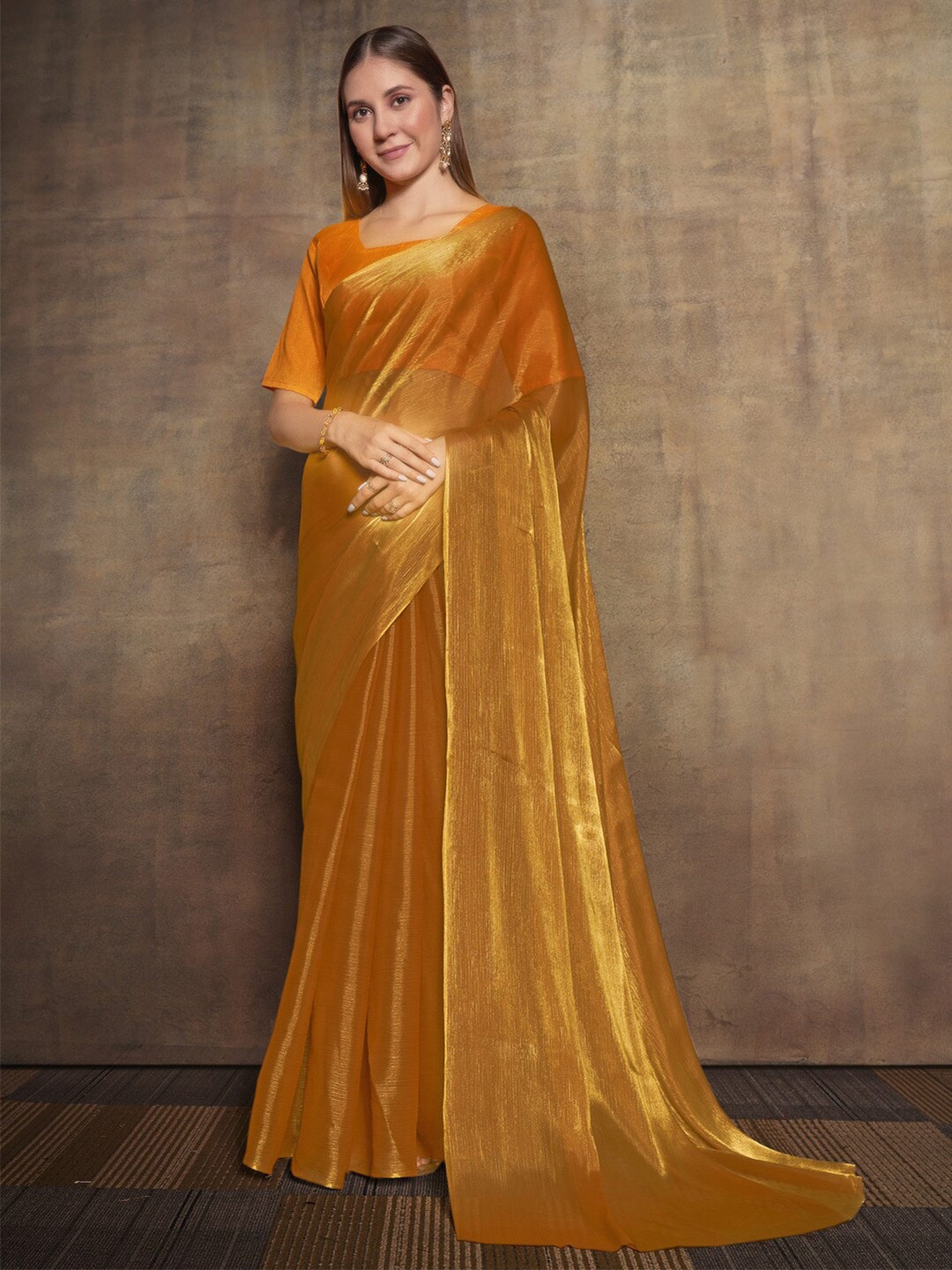 

Atulyam Tex World Semi-Sheer Zari Saree, Orange