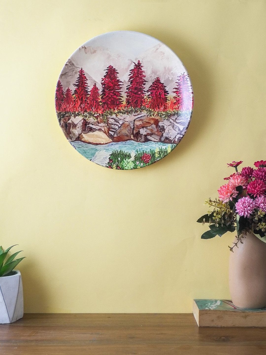 

The Decor Mart White & Red InterLaken View Wall Plate