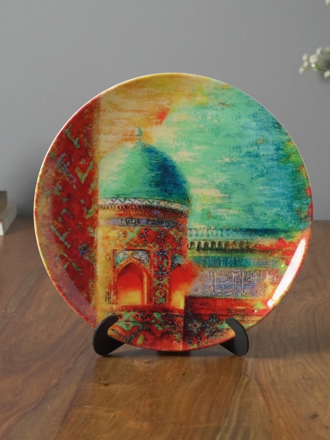

The Decor Mart Green & Red Printed Turkey Monument Ceramic Wall Plate, White
