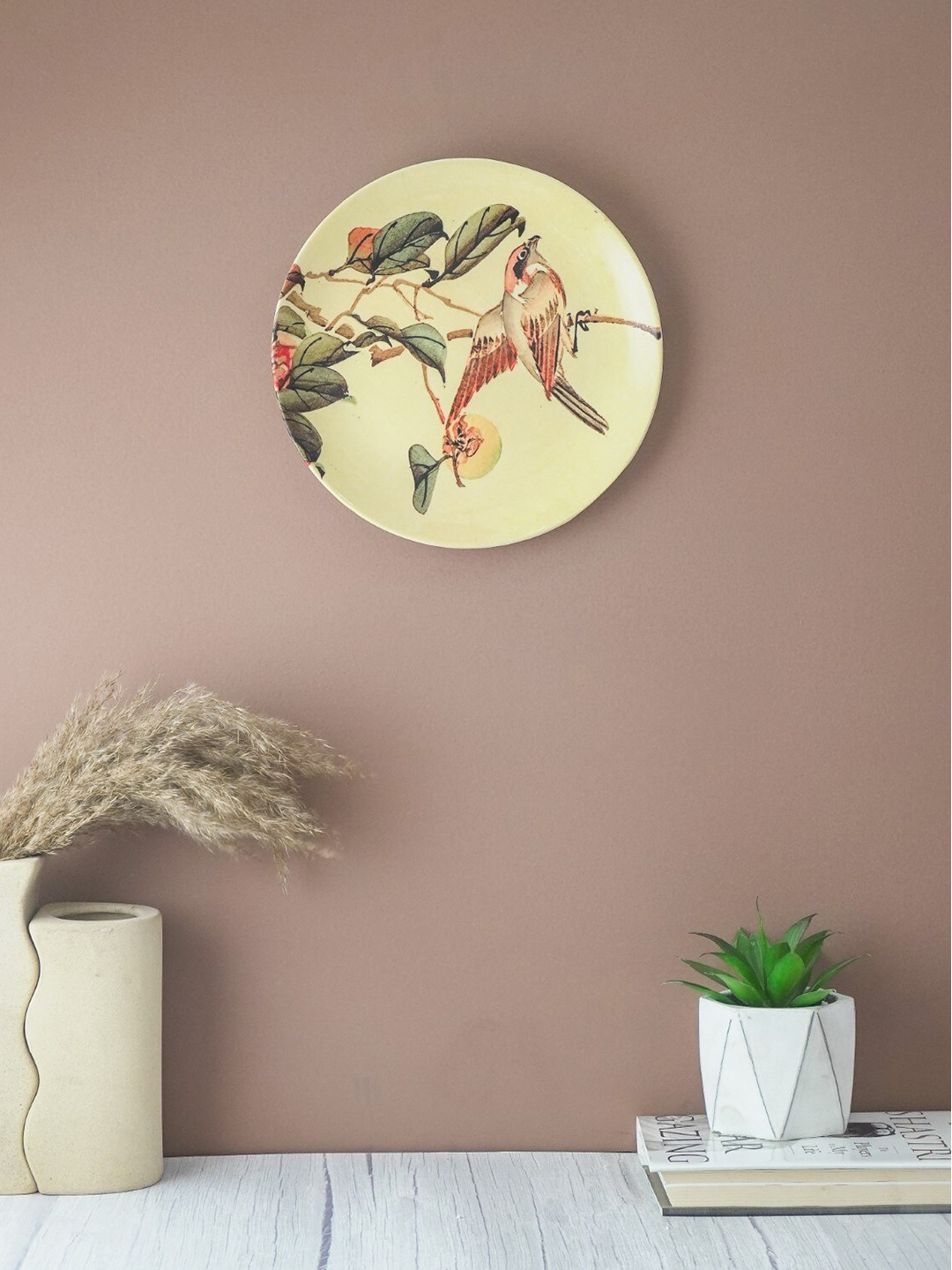 

The Decor Mart Cream-Colored & Green Bird On A Tree Printed Ceramic Wall Plate