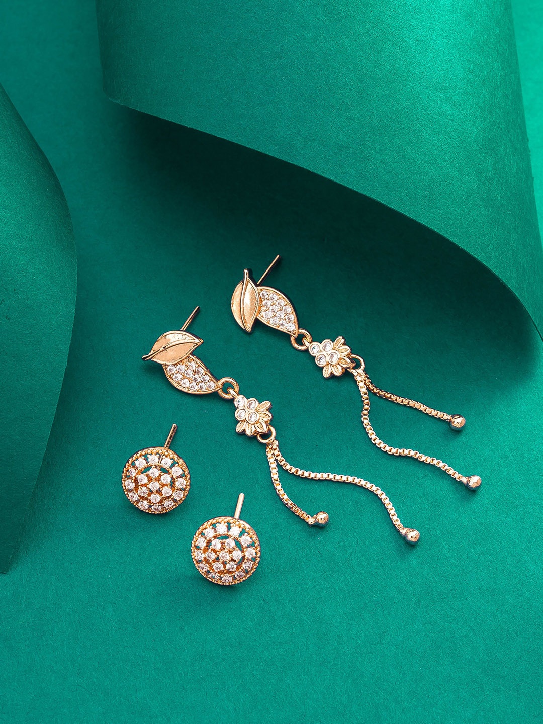 

aadita Set Of 2 Rose Gold Plated Classic Drop Earrings
