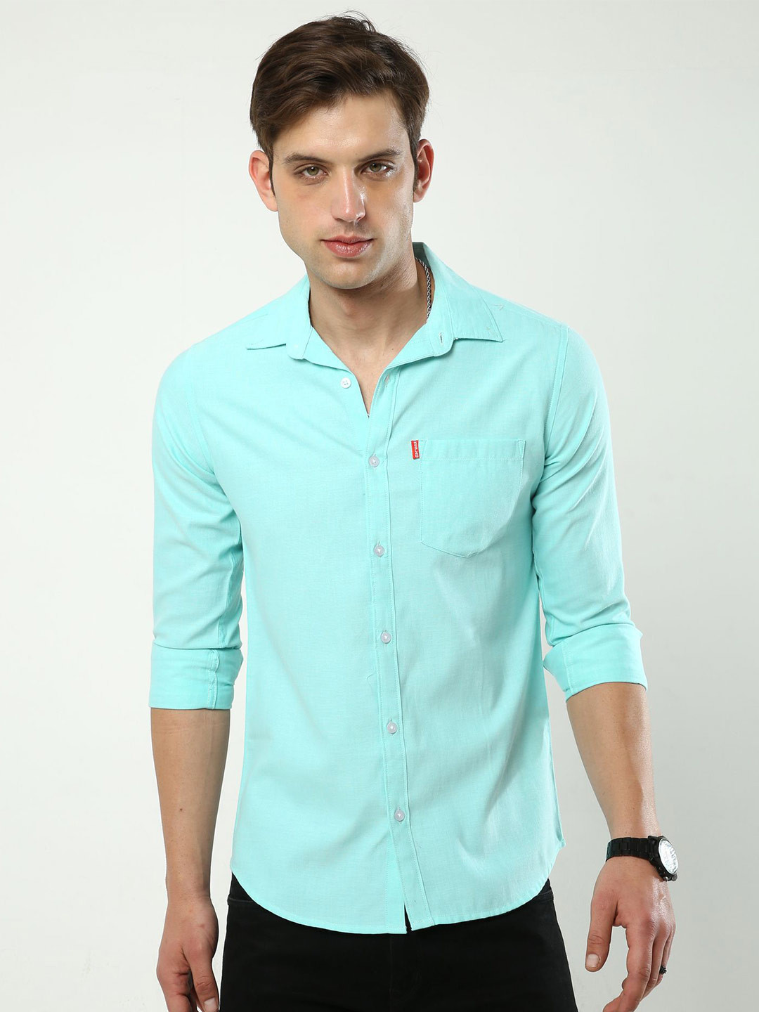 

Reslag Slim Fit Cotton Casual Shirt, Blue