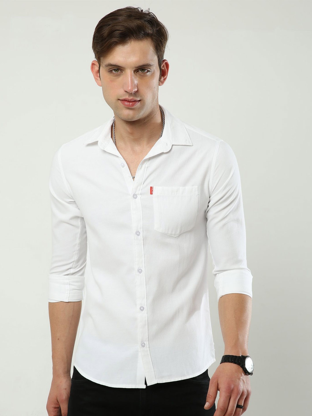 

Reslag Slim Fit Cotton Casual Shirt, White