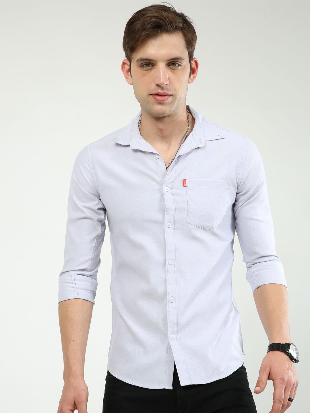 

Reslag Slim Fit Cotton Casual Shirt, Blue