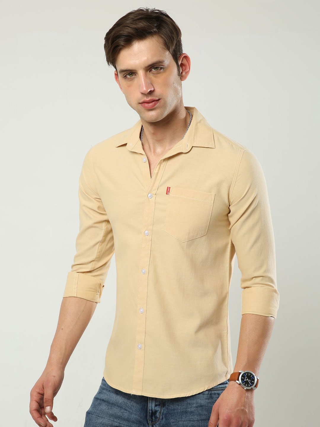 

Reslag Slim Fit Cotton Casual Shirt, Mustard