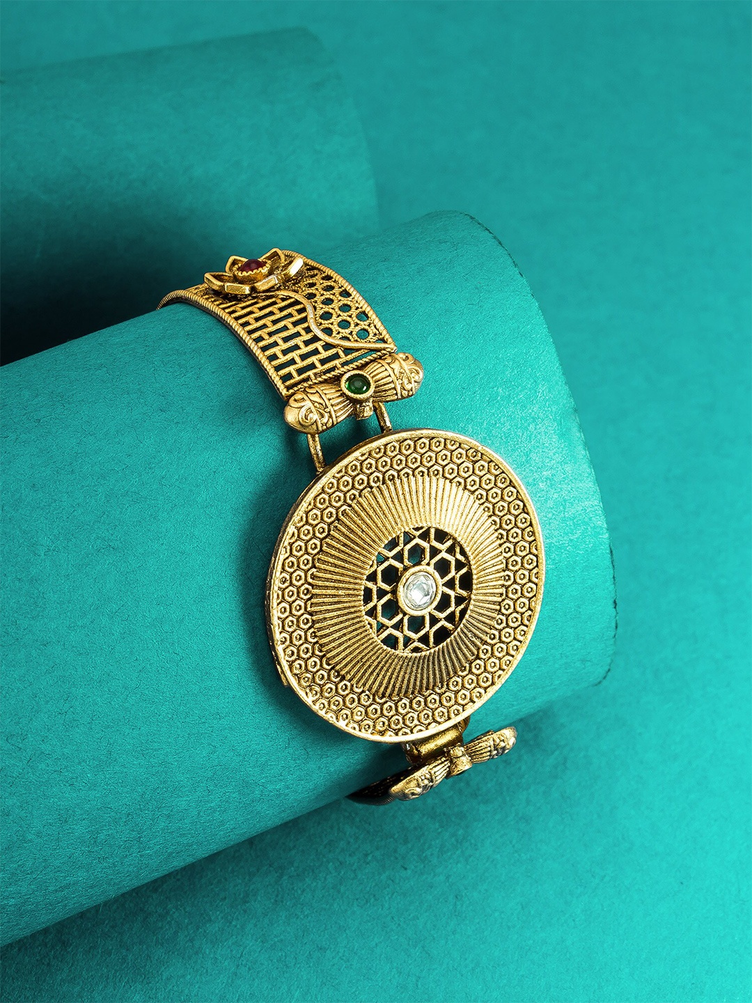 

aadita Women Gold-Plated Stone Studded Kada Bracelet