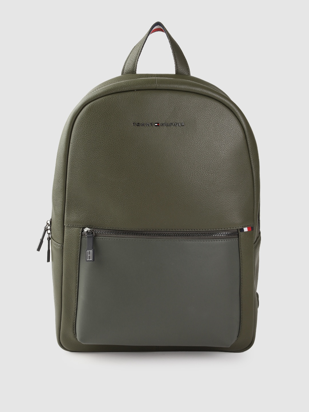 

Tommy Hilfiger Unisex Leather Backpack, Olive