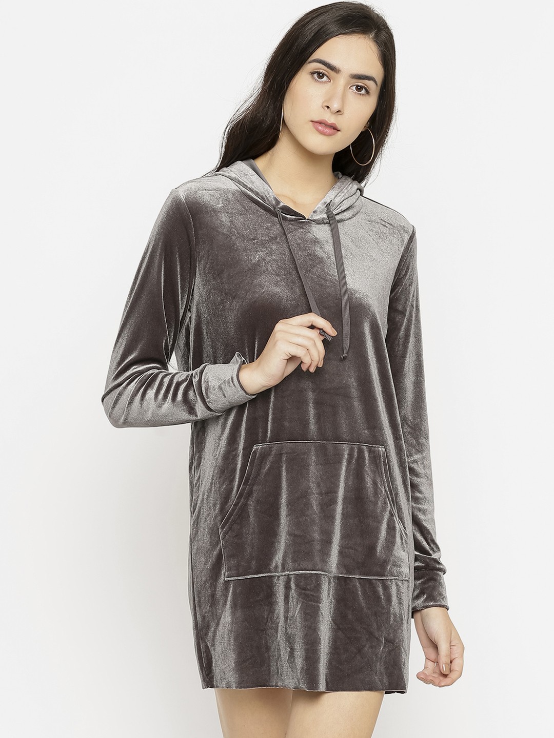 

FOREVER 21 Women Grey Solid A-Line Dress