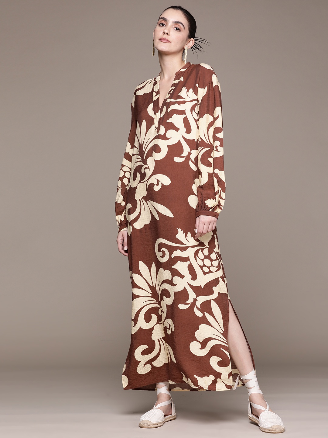 

MANGO Abstract Print Maxi Dress, Brown