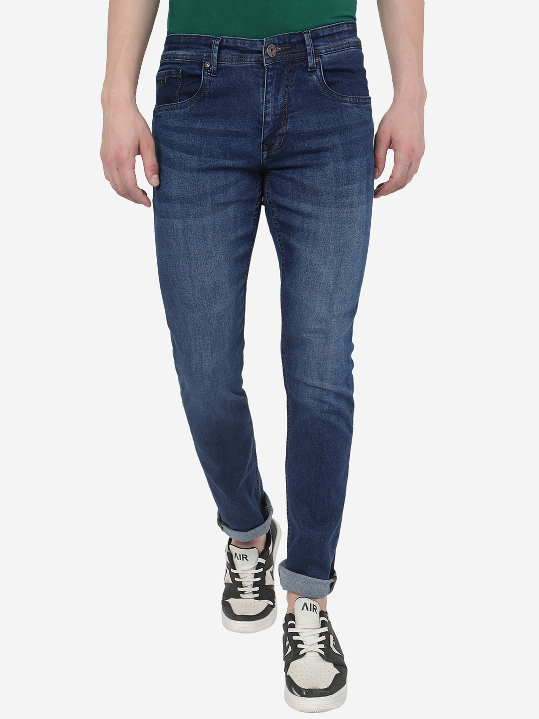 

Greenfibre Men Slim Fit Light Fade Stretchable Clean Look Jeans, Blue