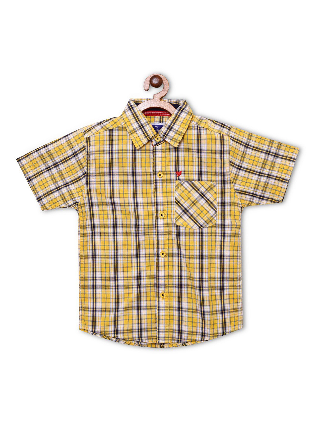 

612League Boys Classic Opaque Checked Casual Cotton Shirt, Yellow
