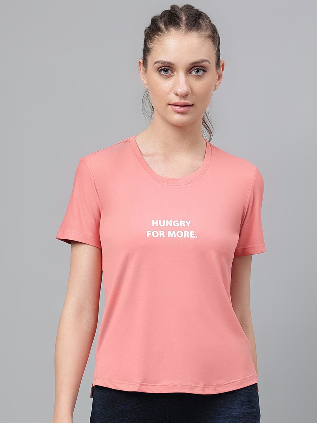 

MKH Typography Printed Moisture Wicking T-shirt, Pink