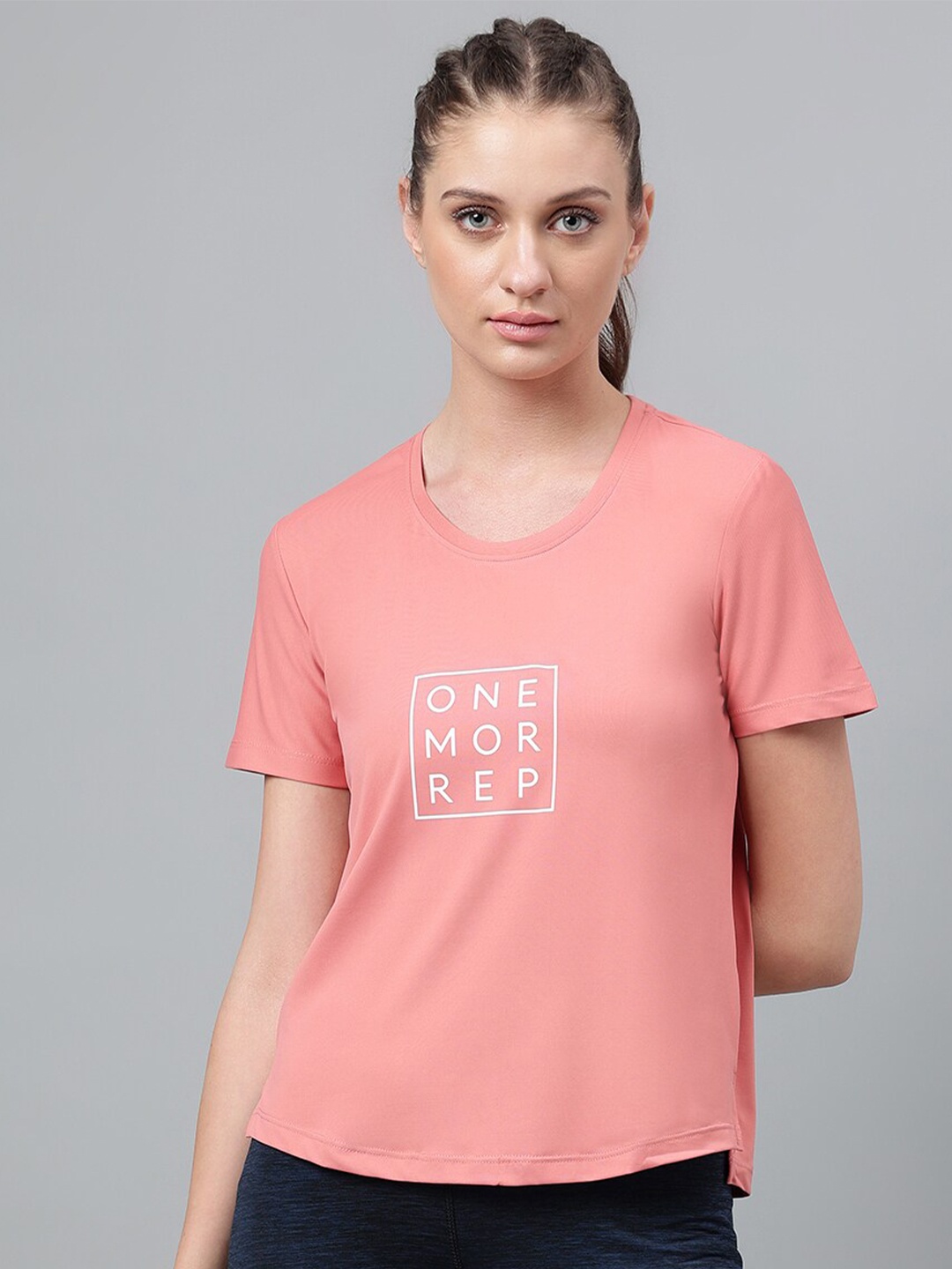 

MKH Dri-FIT Typography Printed Round Neck Sports T-shirt, Pink