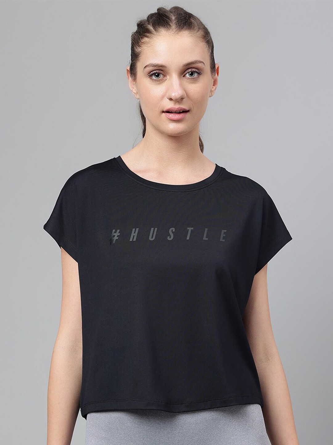 

MKH Typography Printed Extended Sleeves Dri-FIT Relaxed Fit T-shirt, Black