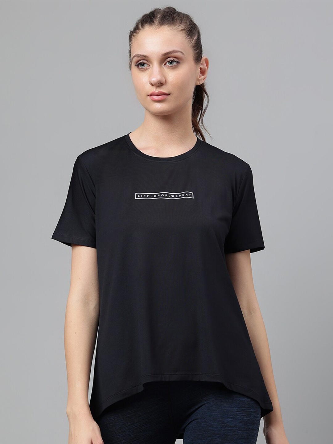 

MKH Dri-FIT Typography Printed Round Neck Sports T-shirt, Black