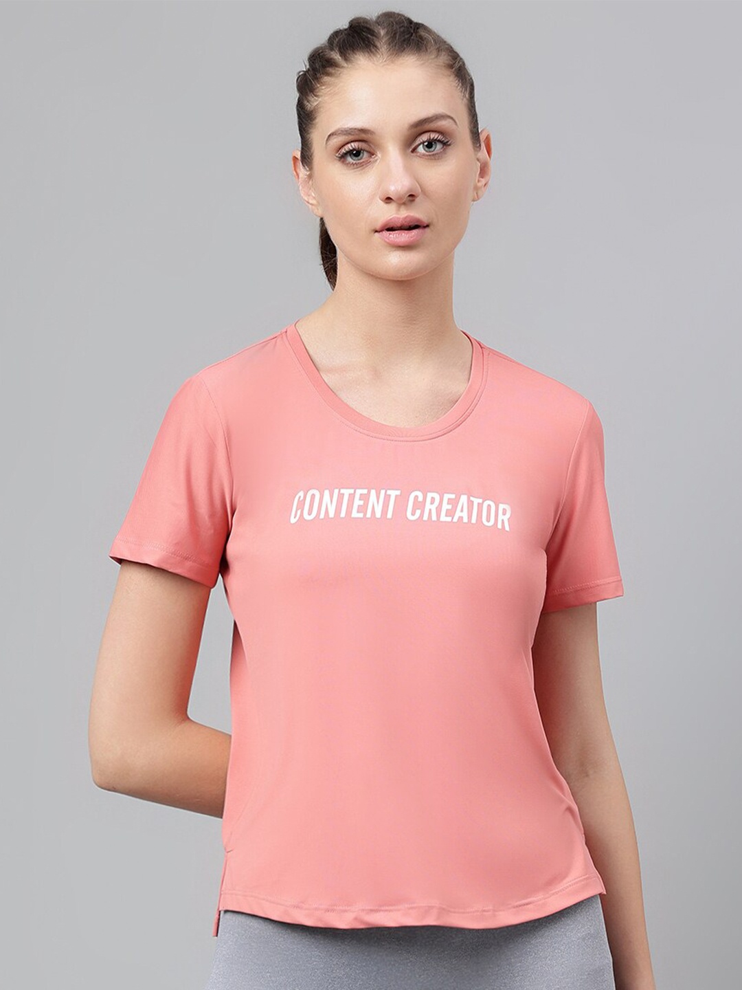 

MKH Dri-FIT Typography Printed Round Neck Sports T-shirt, Pink