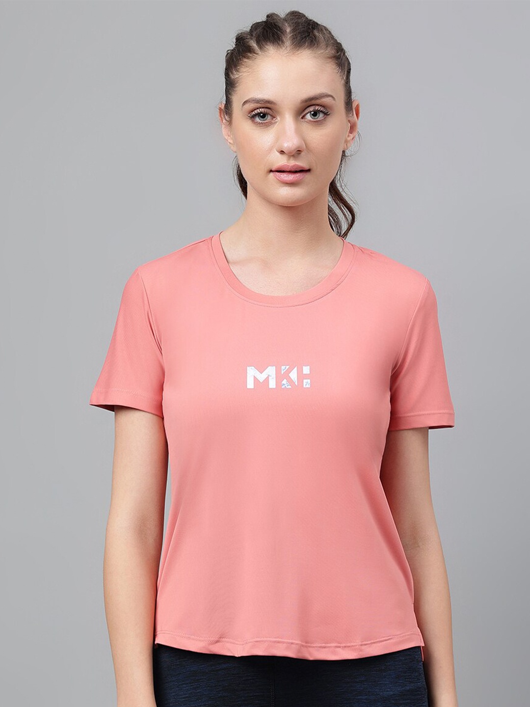 

MKH Dri-FIT Typography Printed Round Neck Sports T-shirt, Pink