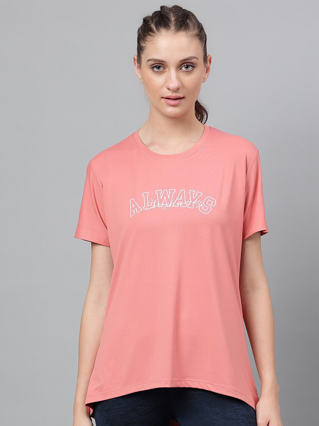 

MKH Dri-FIT Typography Printed Round Neck Sports T-shirt, Pink