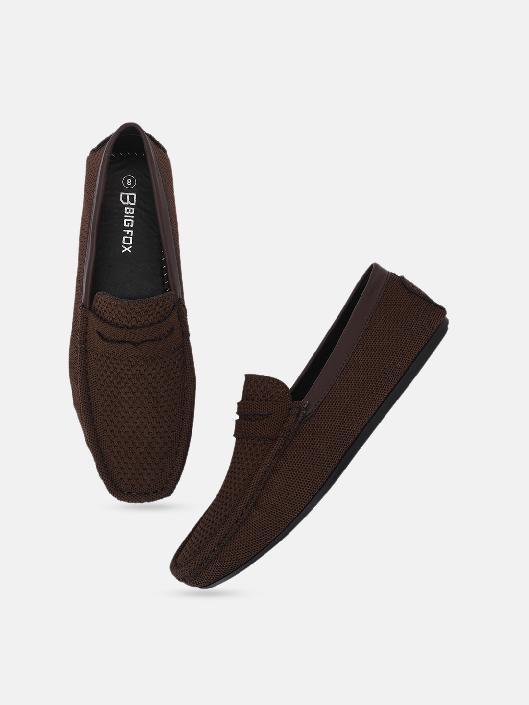 

Big Fox Men Woven Design Lightweight Penny Loafers, Brown