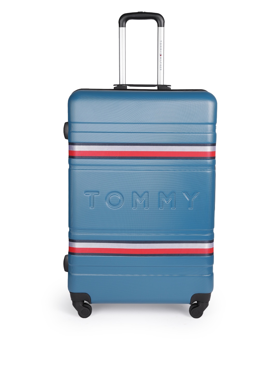 Tommy Hilfiger Brand Logo Textured Large Trolley Bag - 105 Litres, Blue