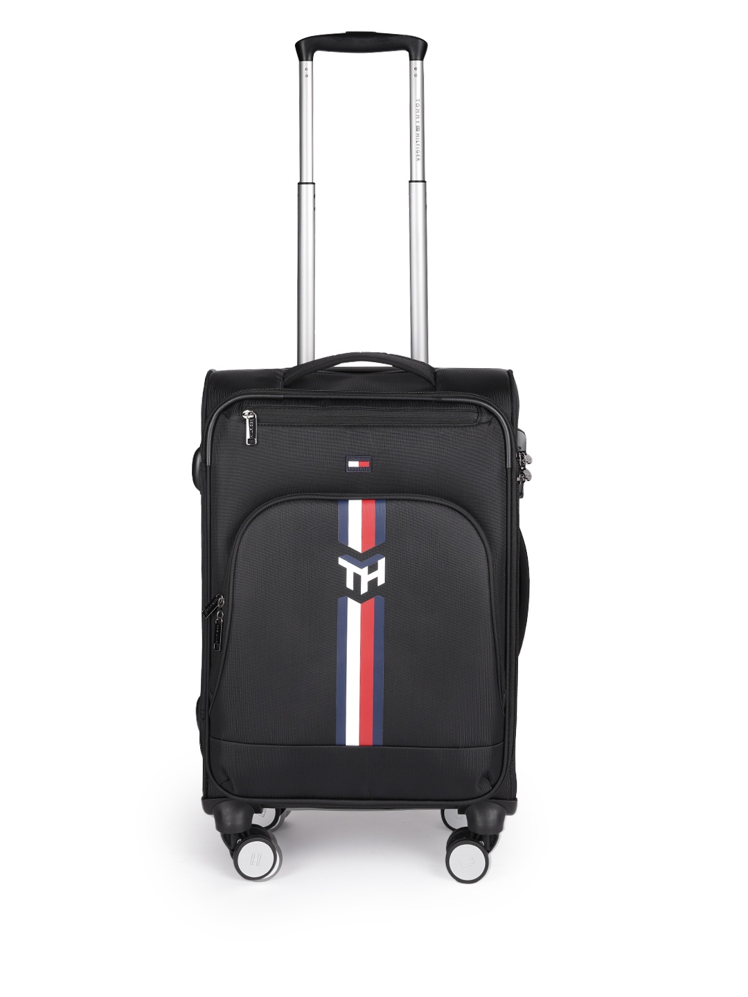 

Tommy Hilfiger Striped Cabin Trolley Bag - 45 L, Black